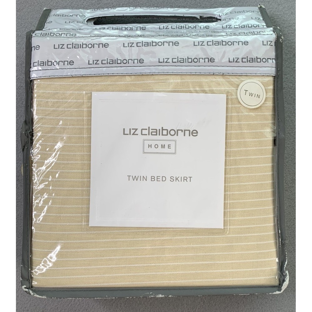 Vintage Liz Claiborne Home Bed Skirt Twin Cottage Yellow White Dust Ruffle USA